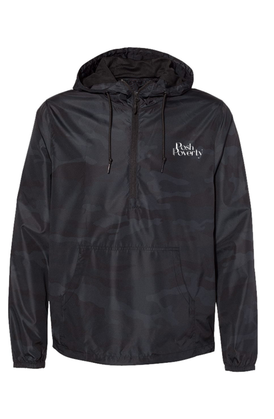 Posh Poverty Black Camo Pullover Windbreaker